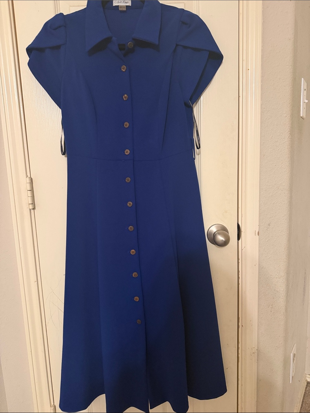 Calvin Klein Cobalt Button-Front Midi Dress